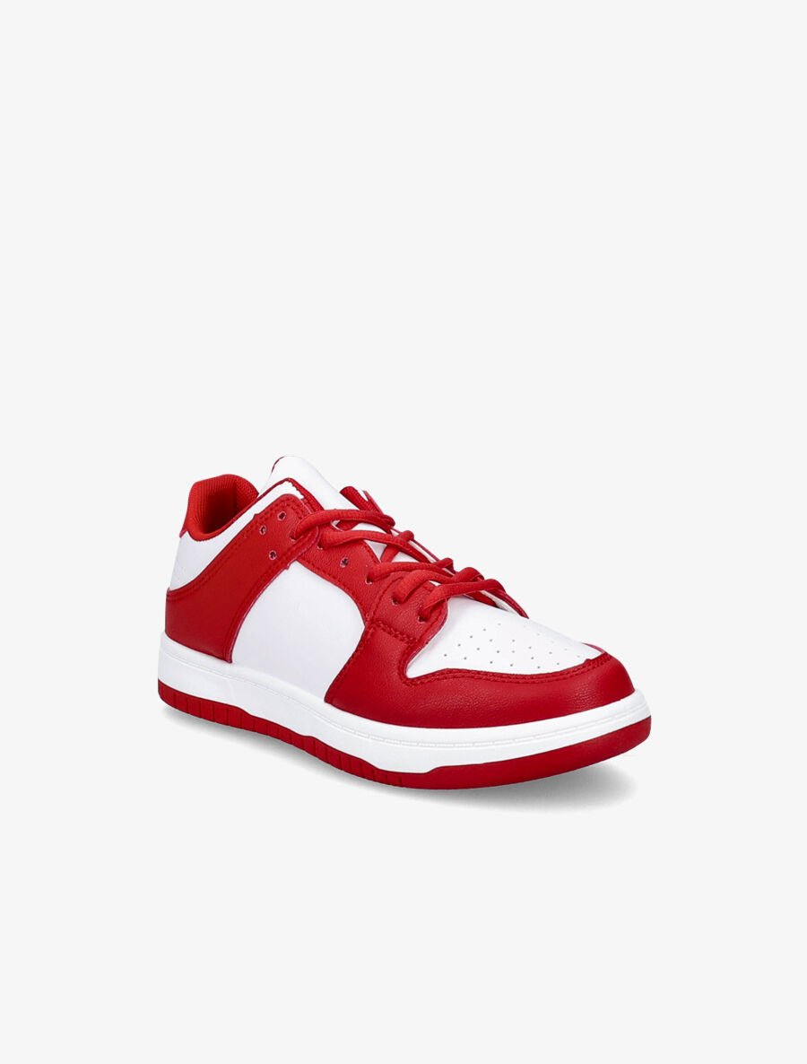 Sneakers bicolore en simili - Rouge/blanc - 2