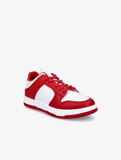 Sneakers bicolore en simili - Rouge/blanc - 2