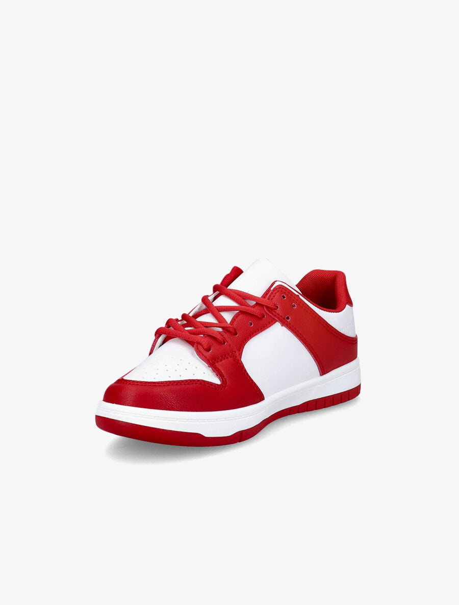 Sneakers bicolore en simili - Rouge/blanc - 3