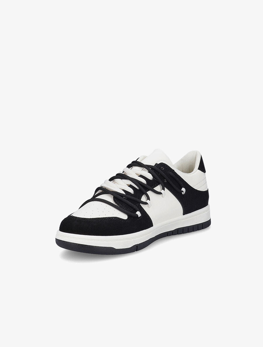 Sneakers bicolore à double lacets - Noir - 3