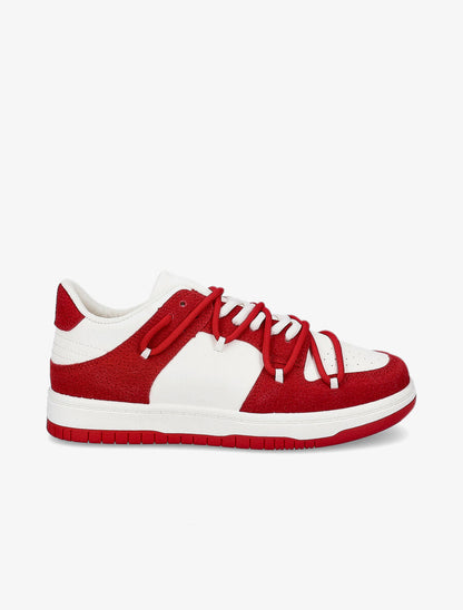 Sneakers bicolore à double lacets - Rouge - 5