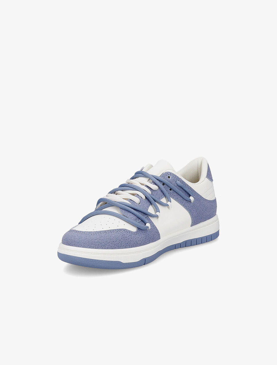 Sneakers bicolore à double lacets - Bleu - 3