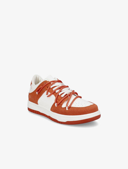 Sneakers bicolore à double lacets - Orange - 2