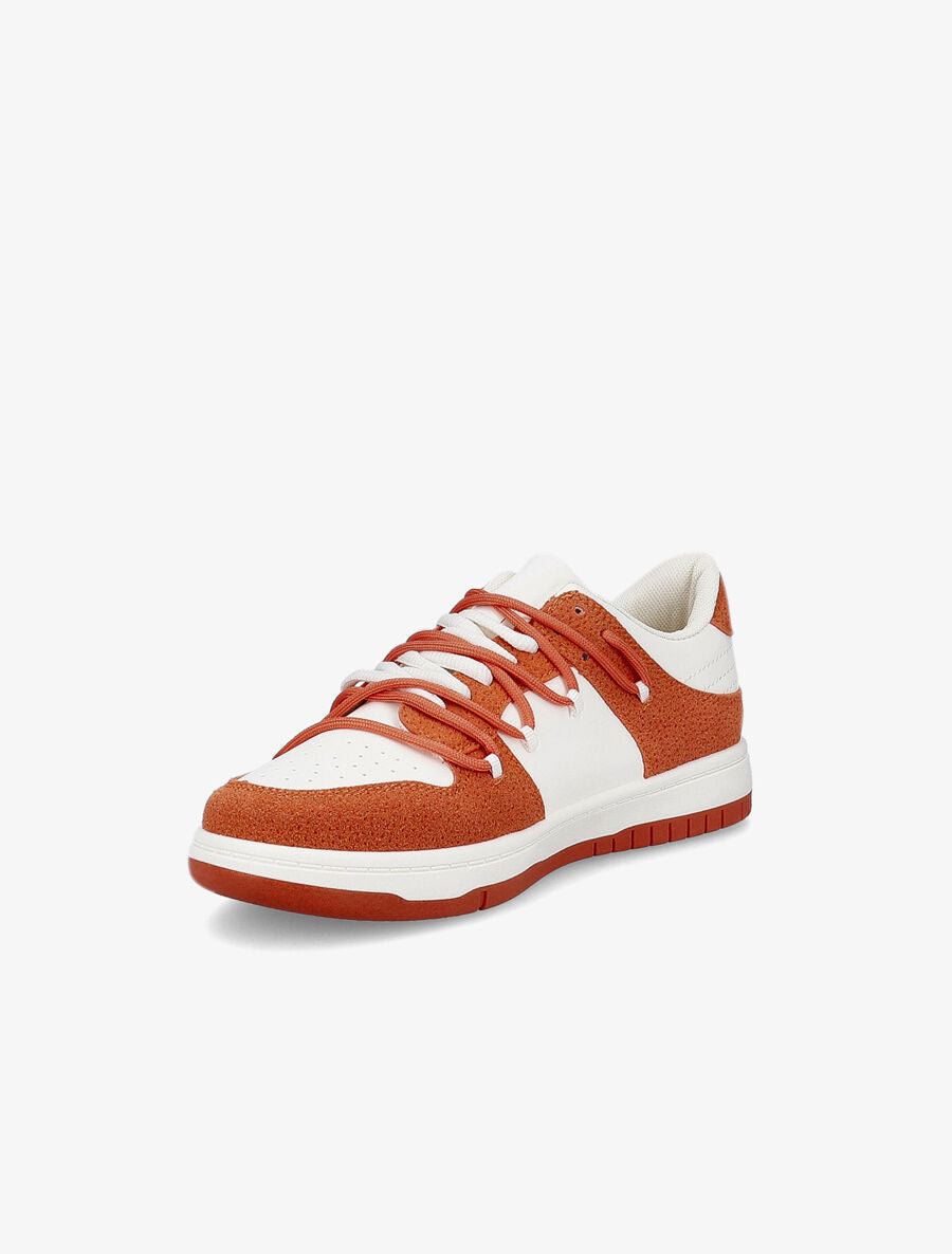 Sneakers bicolore à double lacets - Orange - 3