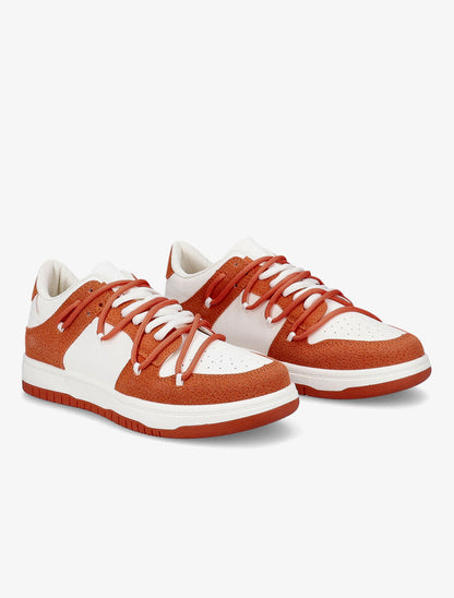 Sneakers bicolore à double lacets - Orange - 4