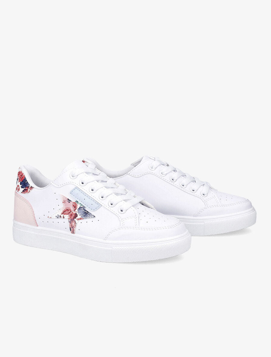 Tennis simili à motif étoile fleuri - Blanc - 4