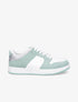 Sneakers bicolore en simili et suédine - Vert d&