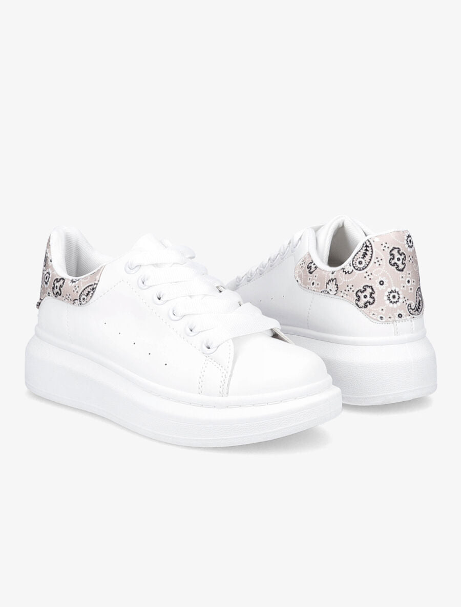 Baskets contrefort à imprimé bandana - Beige - 4