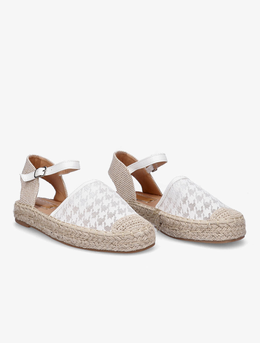 Espadrilles à motif pied de poule - Blanc - 4