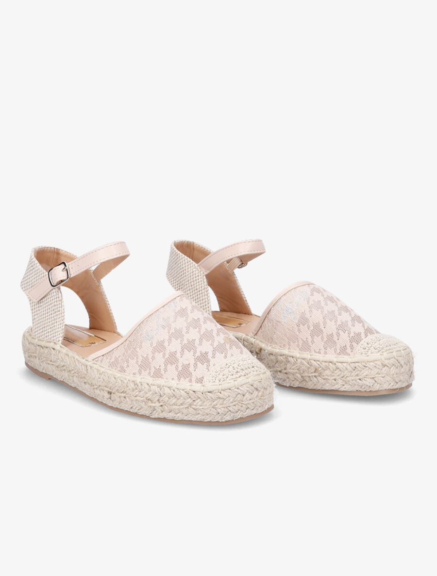 Espadrilles à motif pied de poule - Beige - 4