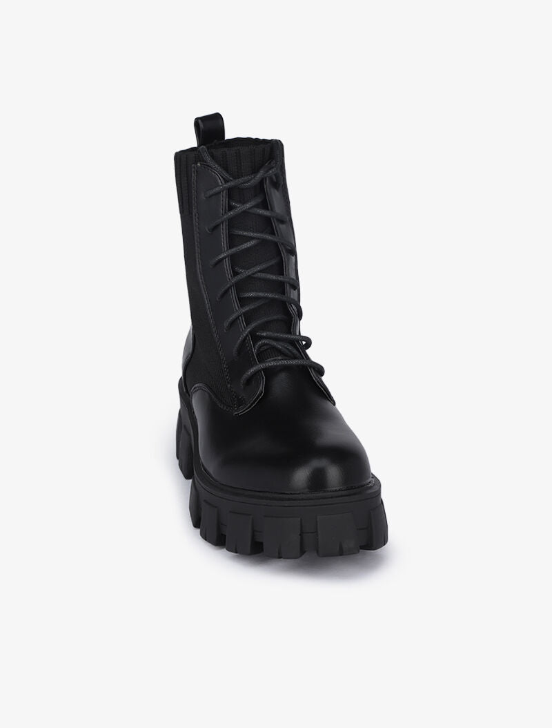Boots style militaire bi-matière - Noir - 3
