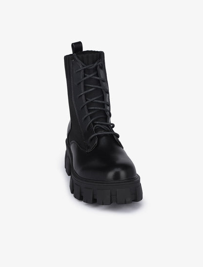 Boots style militaire bi-matière - Noir - 3