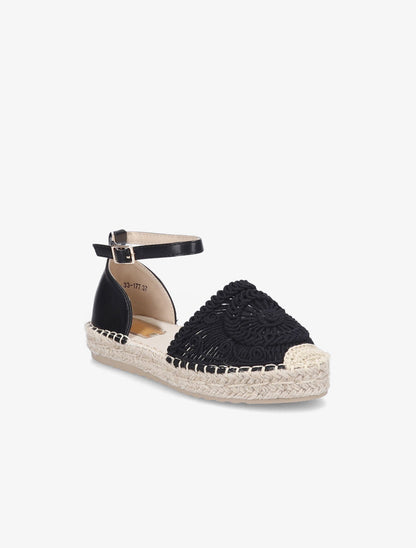 Espadrilles en crochet et simili - Noir - 2