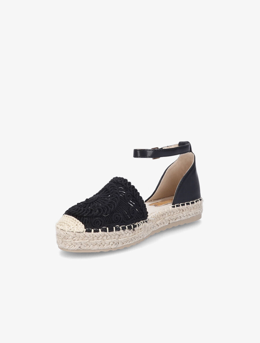 Espadrilles en crochet et simili - Noir - 3