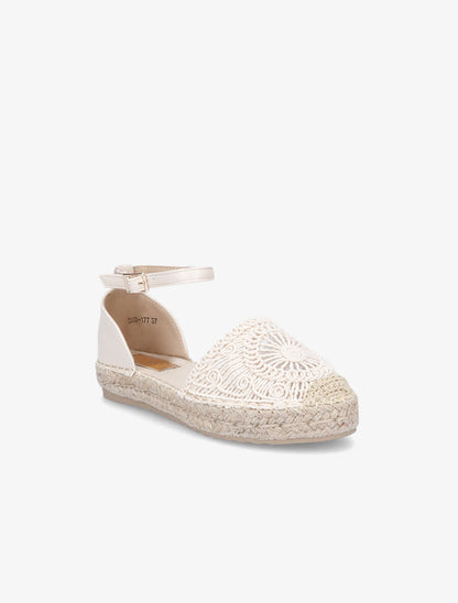Espadrilles en crochet et simili - Beige - 2