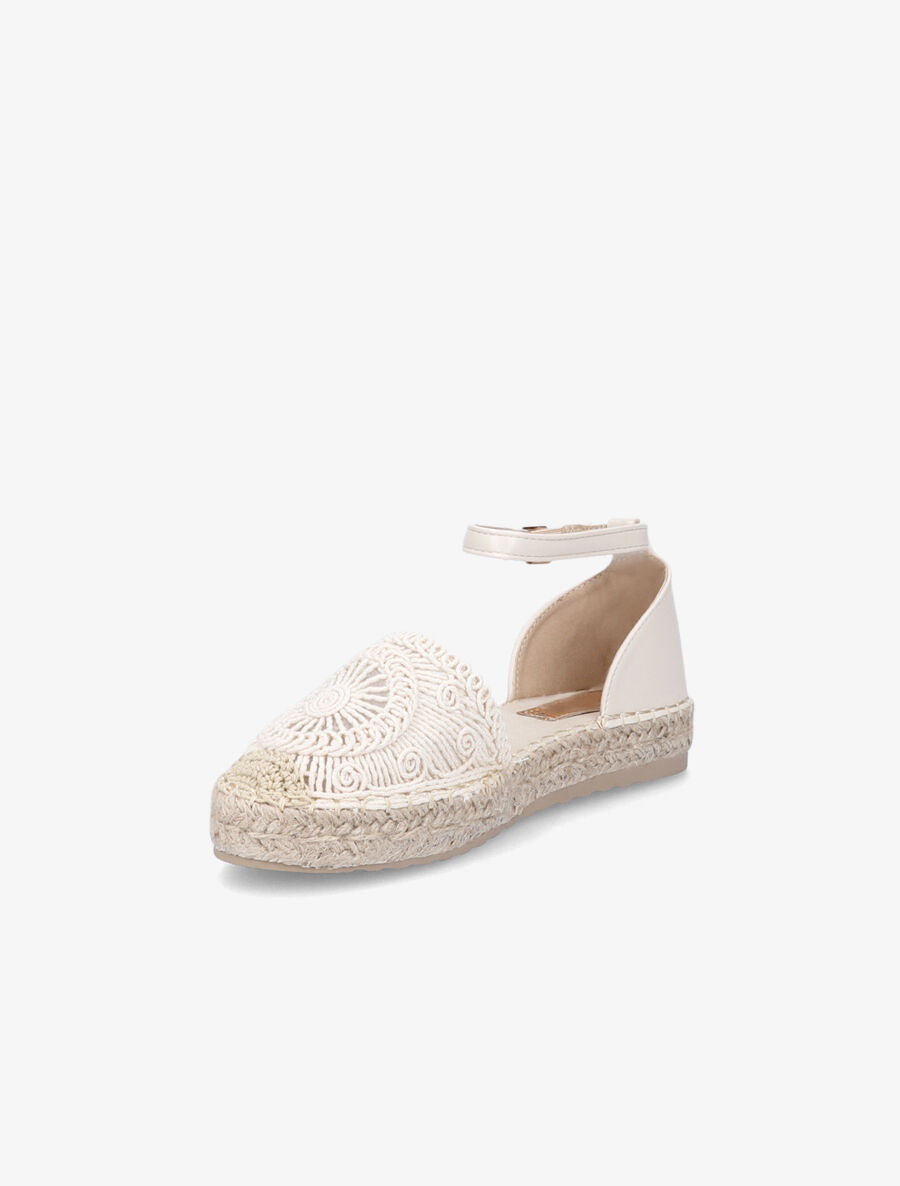 Espadrilles en crochet et simili - Beige - 3