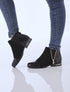 Bottines à contreforts et bouts effet croco vernis - Noir - 8