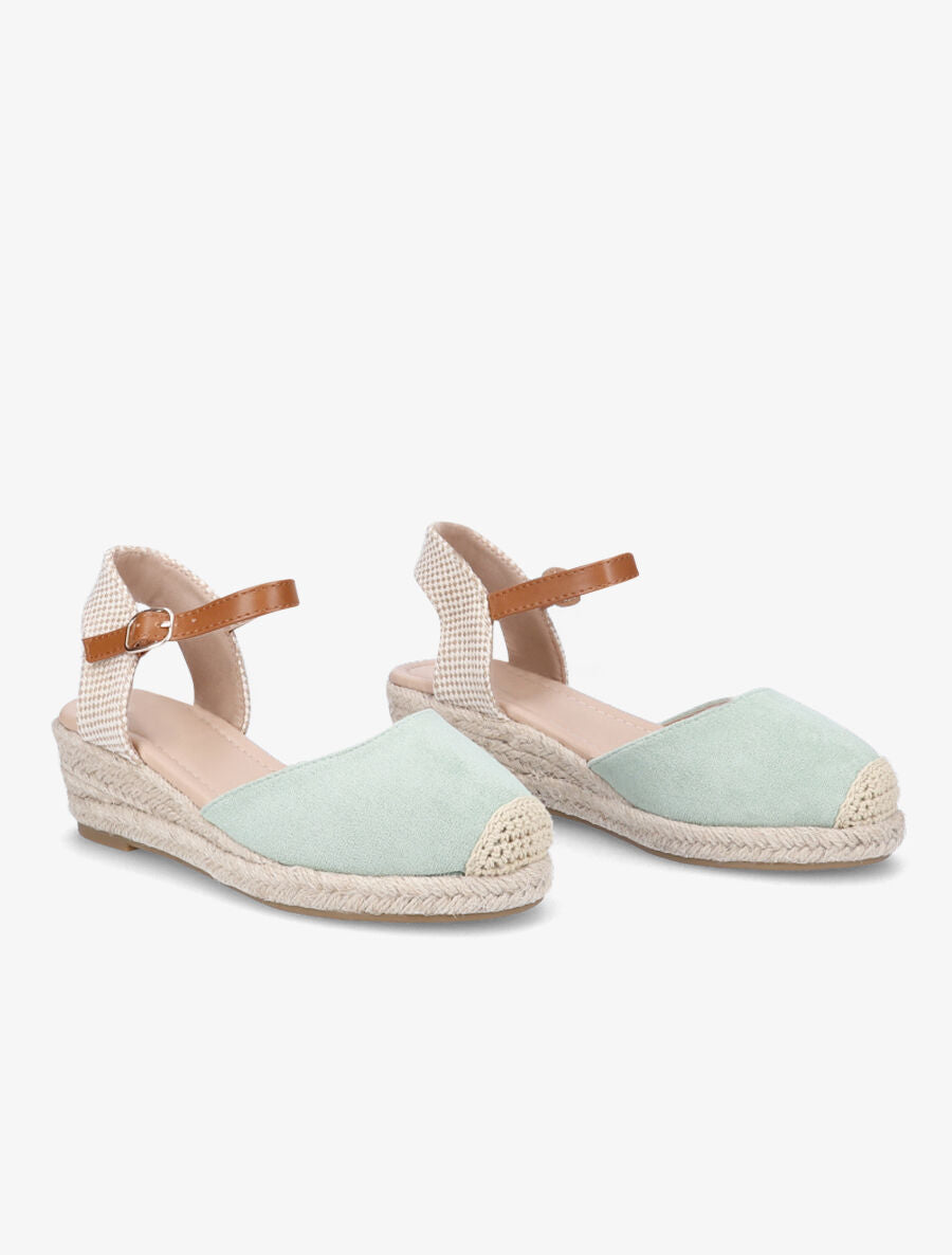 Espadrilles compensées en suédine - Vert - 4