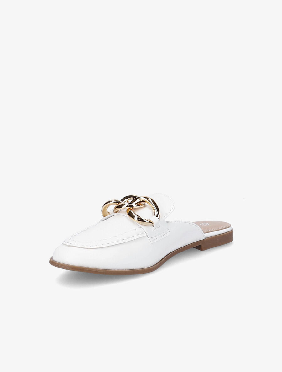 Mules style mocassin à chaîne - Blanc - 3