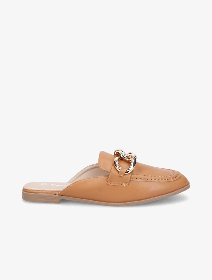 Mules style mocassin à chaîne - Camel - 5