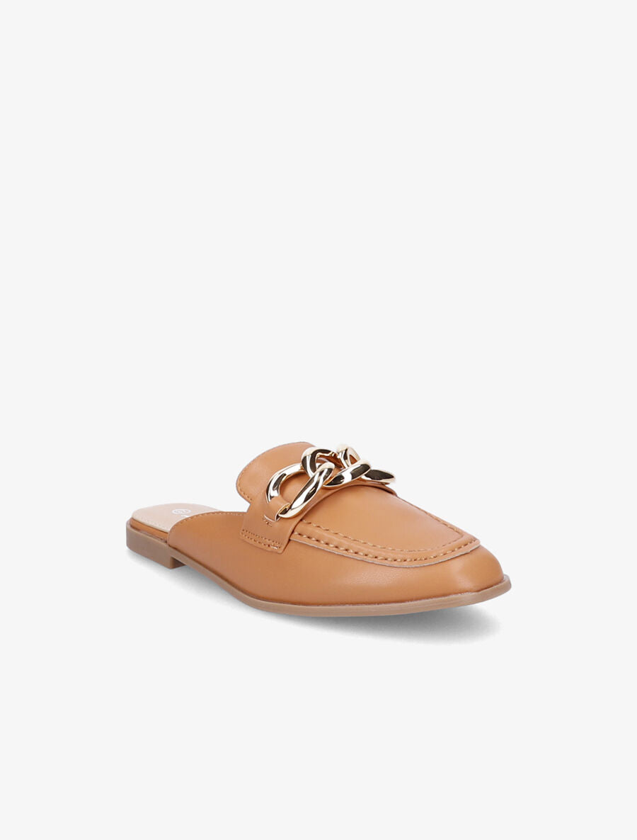Mules style mocassin à chaîne - Camel - 2