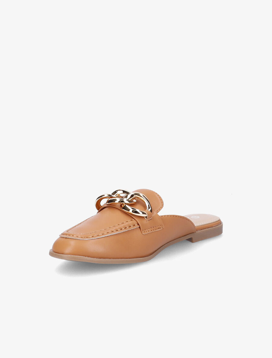 Mules style mocassin à chaîne - Camel - 3