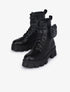 Boots style militaire à lanières à pochette - Noir - 1