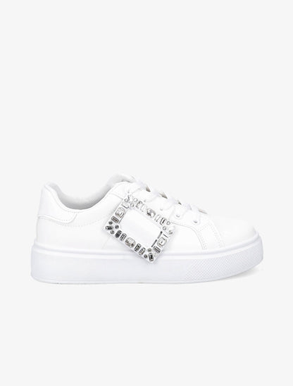 Baskets à boucle à strass - Blanc - 5
