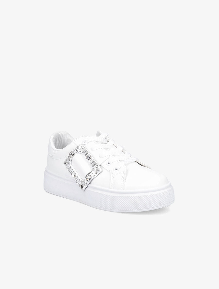 Baskets à boucle à strass - Blanc - 2