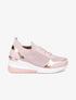 Baskets compensées en simili et mesh - Rose - 5