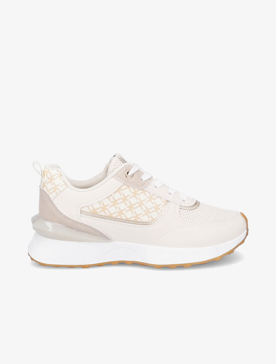 Baskets à imprimé et contrefort stylisé - Beige - 5