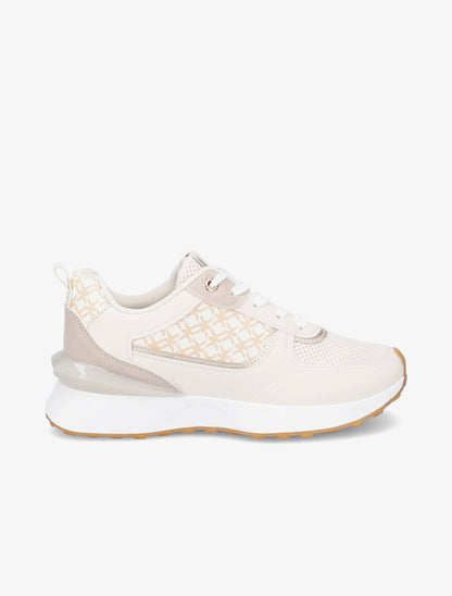 Baskets à imprimé et contrefort stylisé - Beige - 5