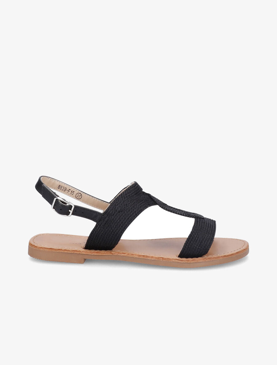 Nu-pieds à ganses entrelacées et texturées - Noir - 3