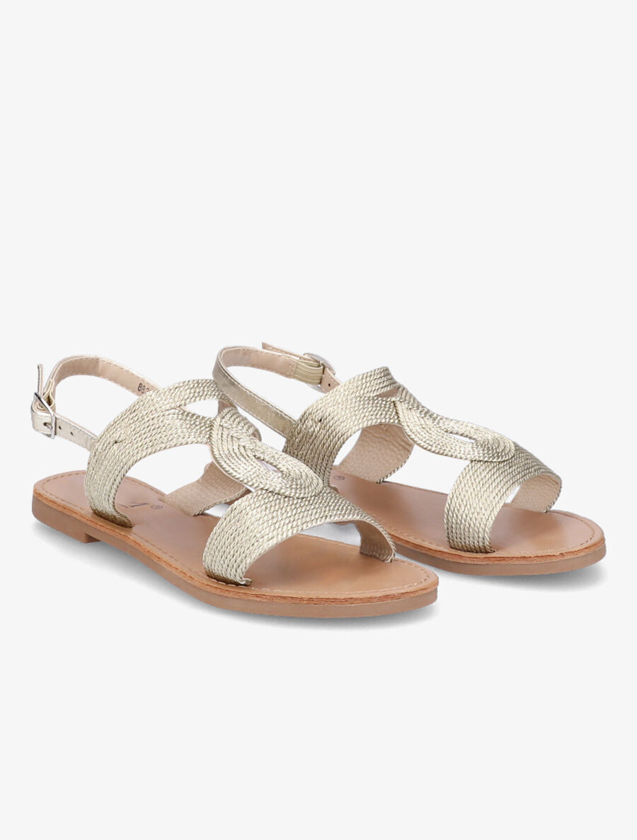 Nu-pieds à ganses entrelacées et texturées - Or - 4