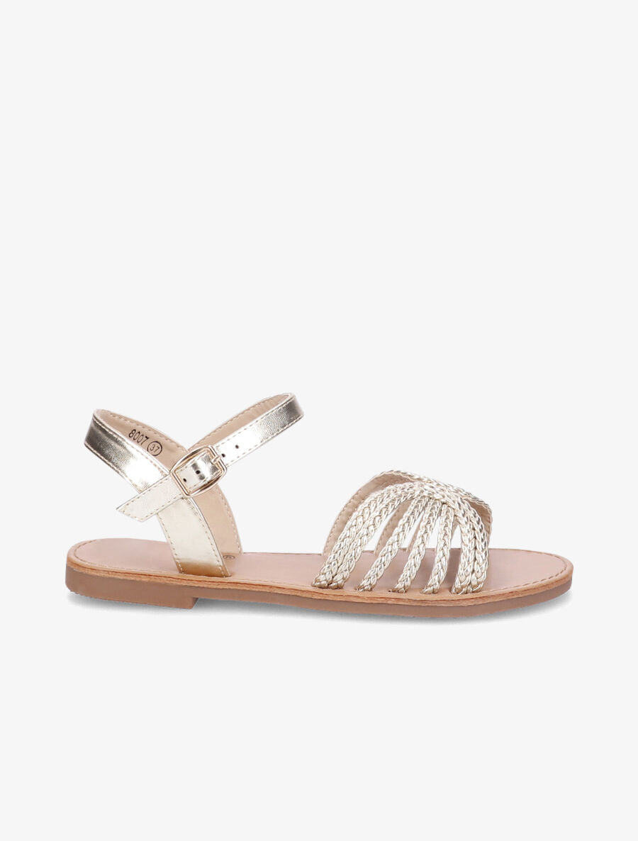 Nu-pieds à ganses tressées entrelacées - Or - 2