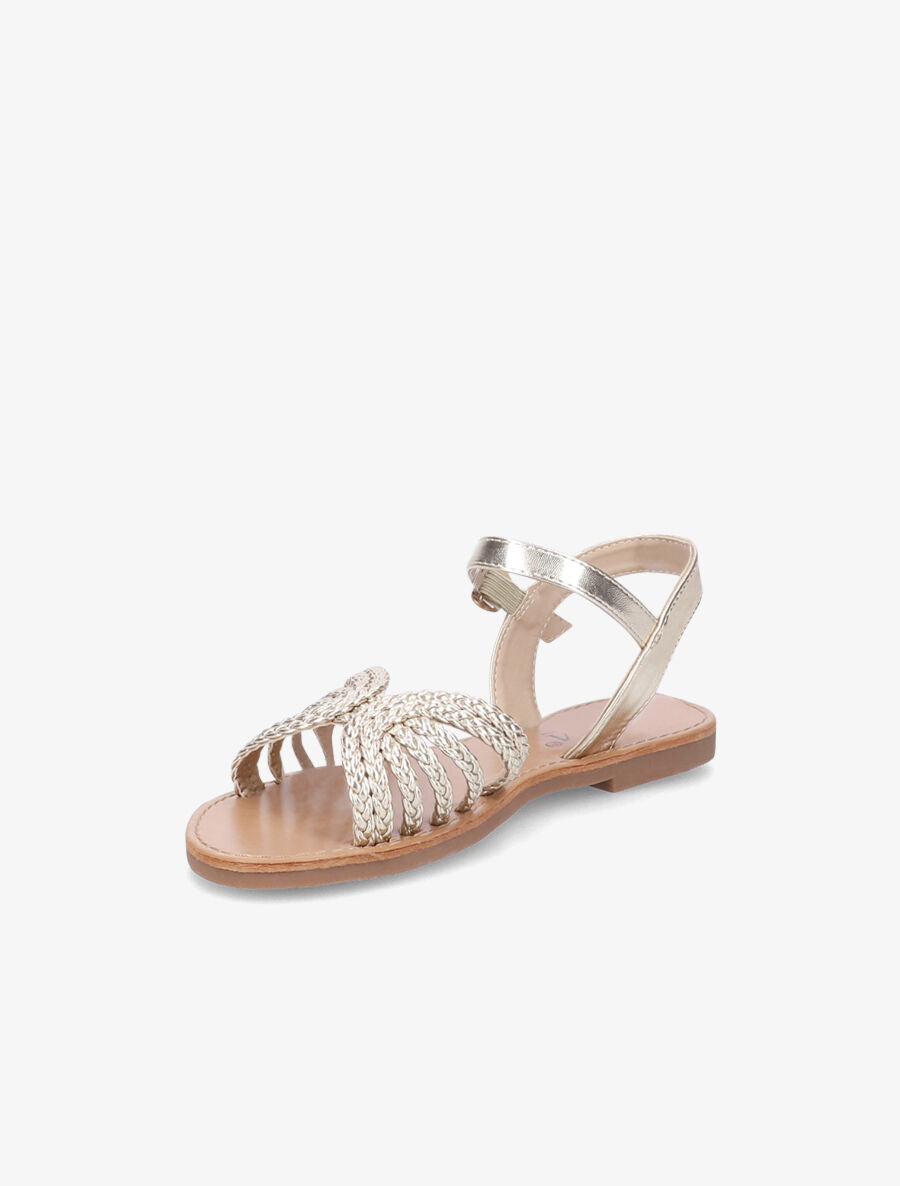 Nu-pieds à ganses tressées entrelacées - Or - 3