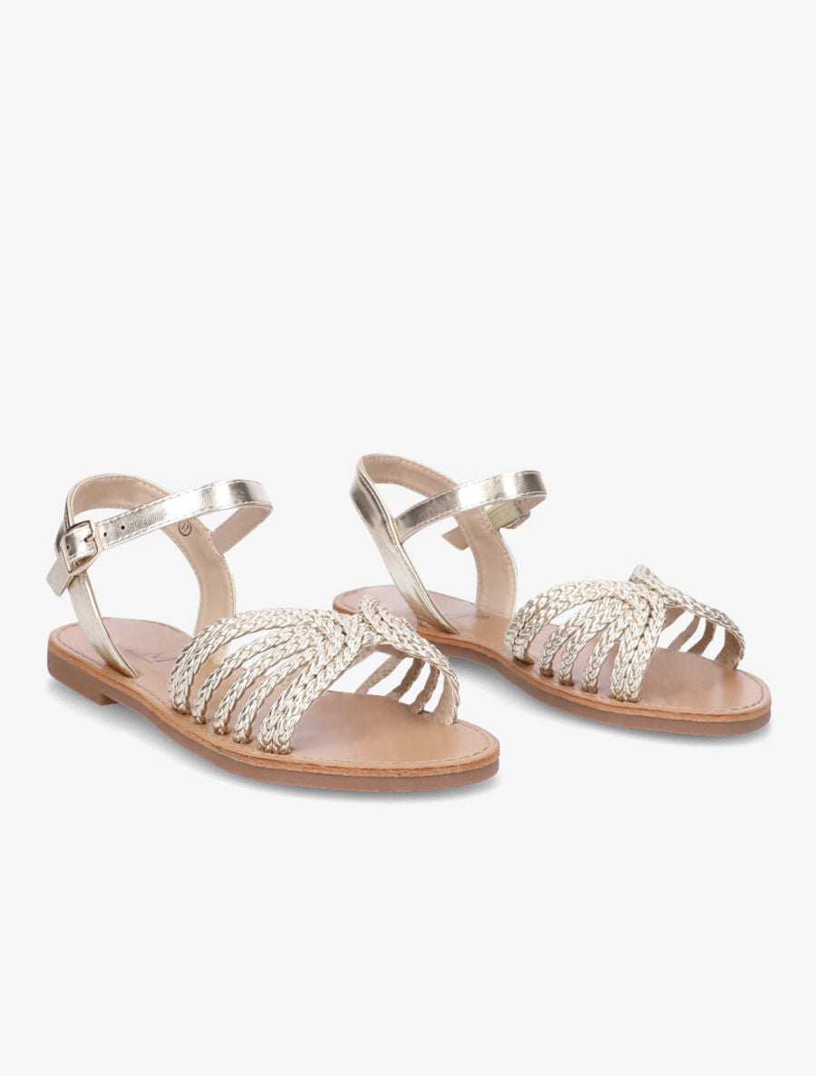 Nu-pieds à ganses tressées entrelacées - Or - 4