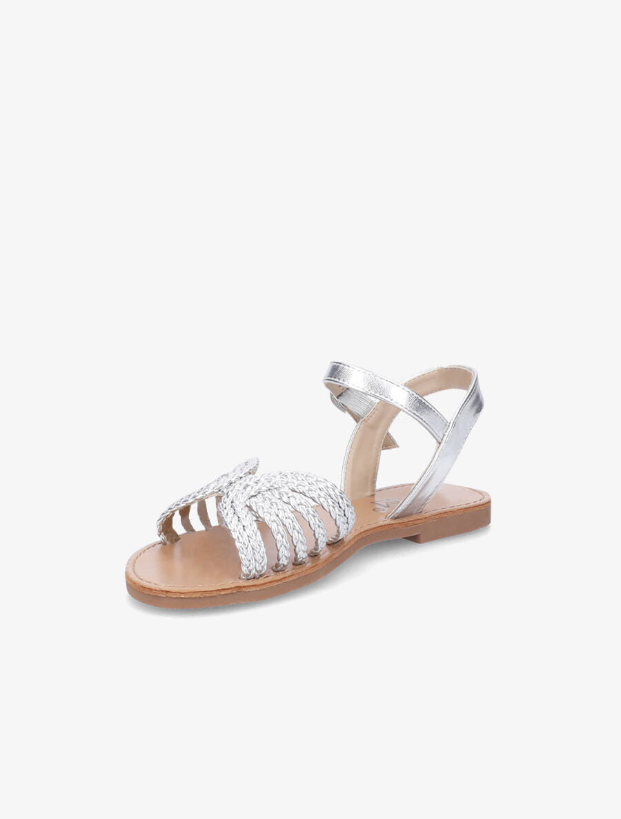 Nu-pieds à ganses tressées entrelacées - Argent - 3