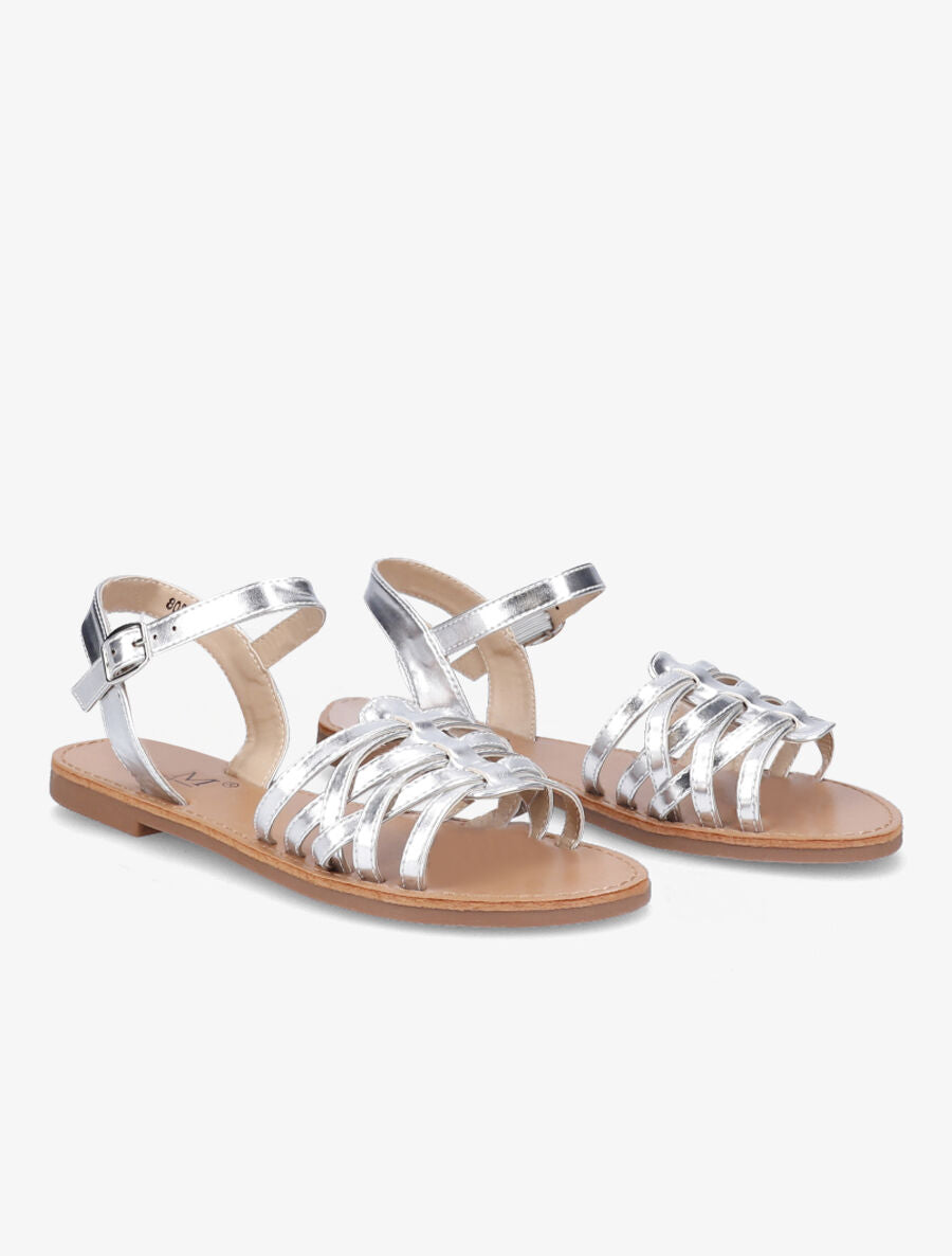 Nu-pieds à ganses entrelacées - Argent - 4