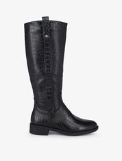 Bottes cavalières effet croco - Noir - 1