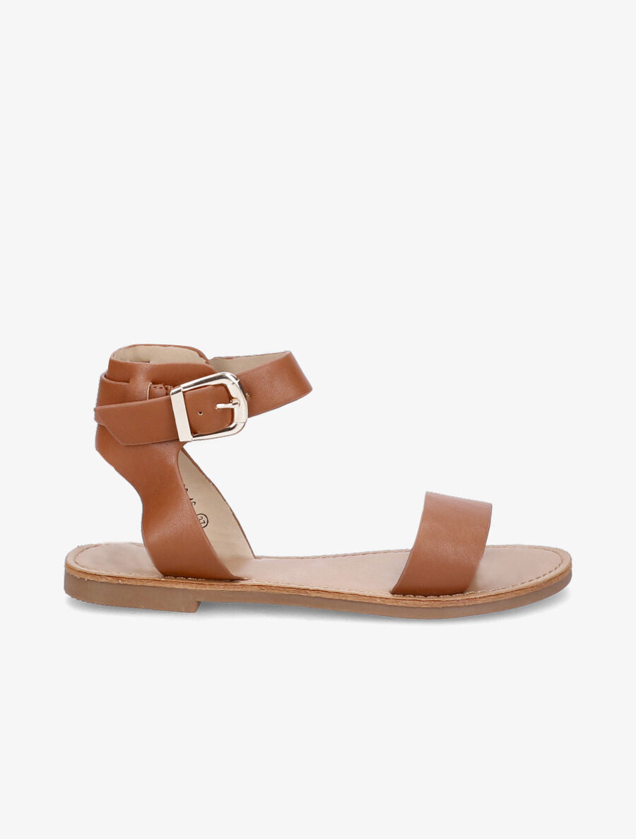 Nu-pieds basiques en simili - Camel - 3