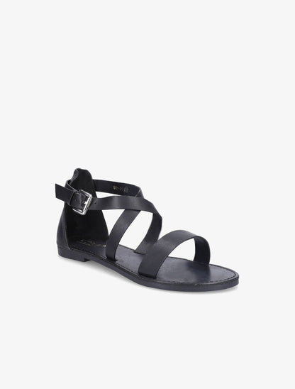 Nu-pieds à ganses croisées - Noir - 6