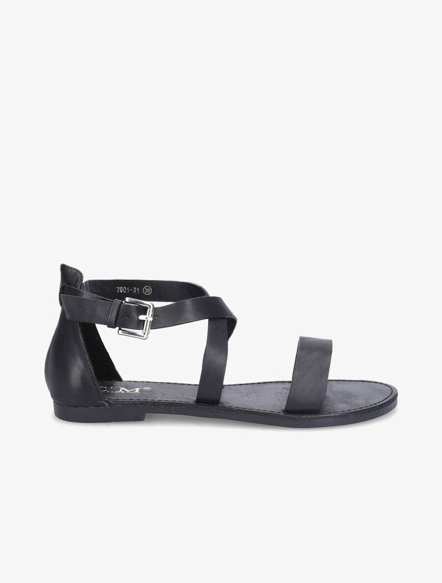 Nu-pieds à ganses croisées - Noir - 3