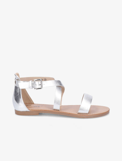 Nu-pieds à ganses croisées - Argent - 2