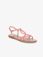Sandales plates à brides tressées et croisées - Rose - 1