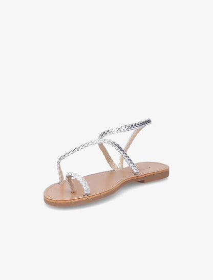 Nu-pieds en simili tressé - Argent - 3