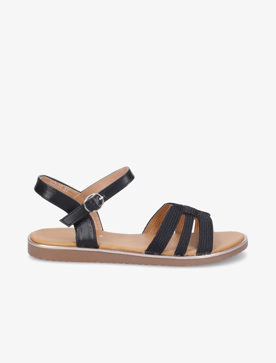 Nu-pieds à ganses stylisées et texturées - Noir - 2