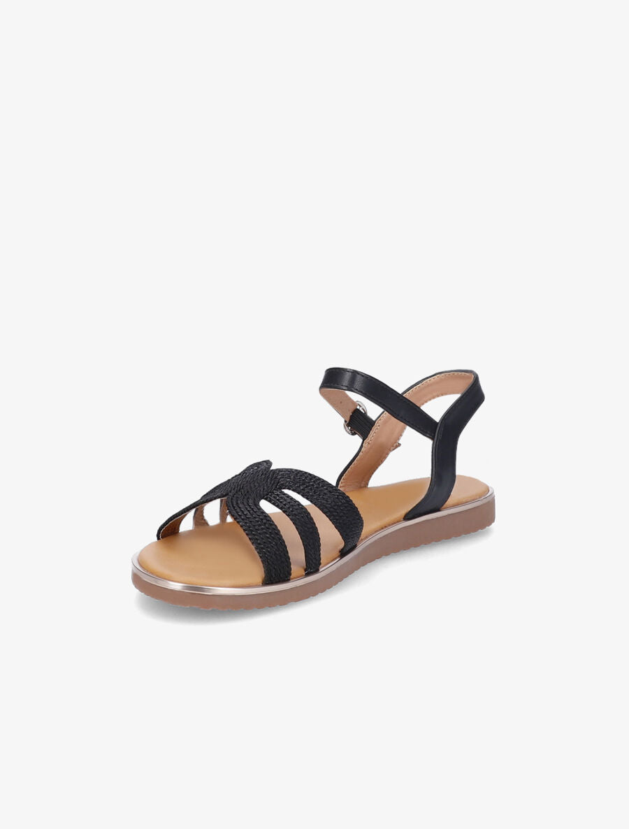 Nu-pieds à ganses stylisées et texturées - Noir - 3