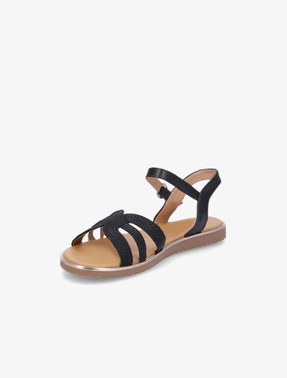 Nu-pieds à ganses stylisées et texturées - Noir - 3