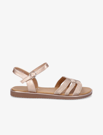 Nu-pieds à ganses stylisées et texturées - Champagne - 2